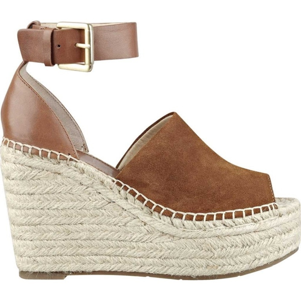 Marc Fisher | Women's brown suede upper, leather heel wedge espadrille size 11